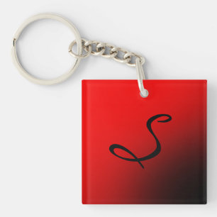 Stylish Red Black Monogram Initial Professional Key Ring