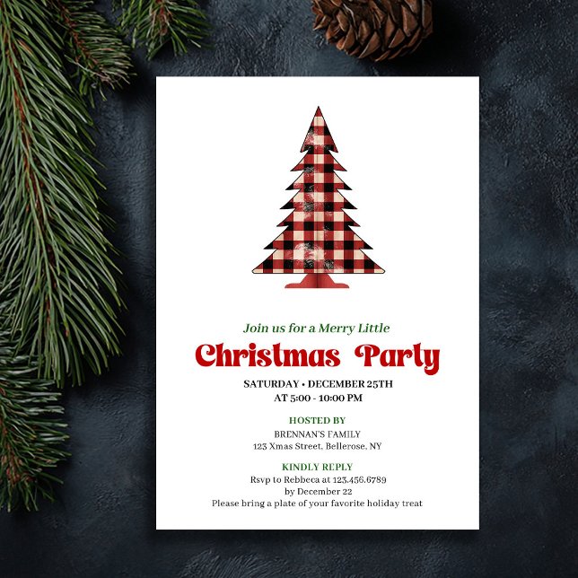 Stylish Red Black Plaid Christmas Event Invite (Stylish Red Black Plaid Christmas Event Invite)