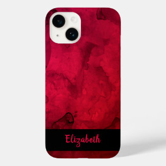 Stylish Red Black Watercolor Pattern Personalised Case-Mate iPhone 14 Case