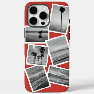 Stylish Red Black & White Custom Photo Collage iPhone 16 Pro Max Case