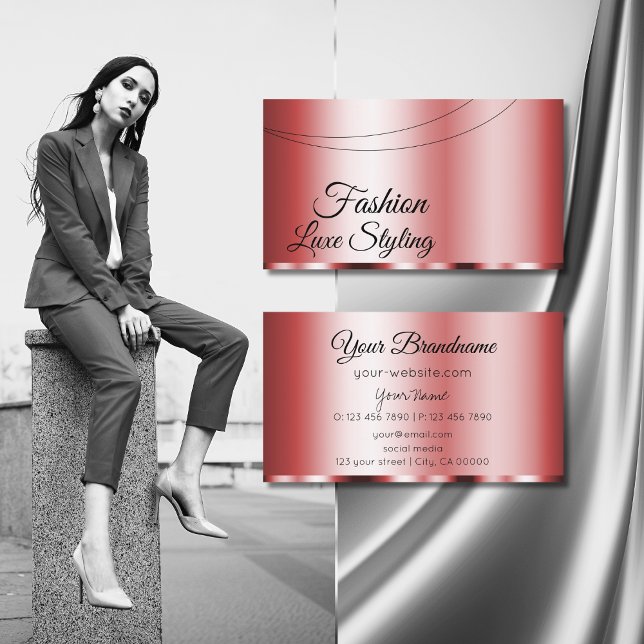Stylish Red Chic Glamourous Professional and Simpl Business Card (Creator Uploaded)