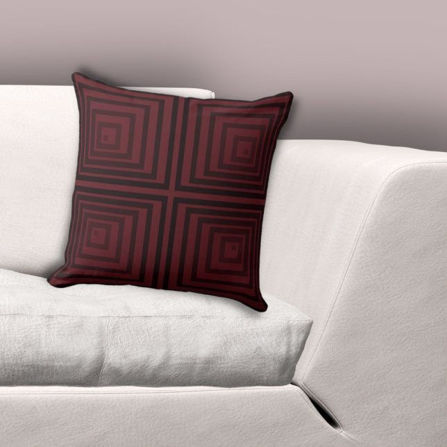 Stylish Red Cornered Nested Box Pattern Cushion (Stylish Red Cornered Nested Box Pattern Throw Pillow)