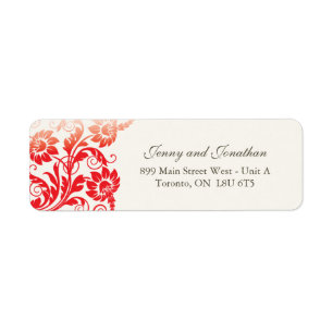 Stylish Red Floral RSVP Address Labels