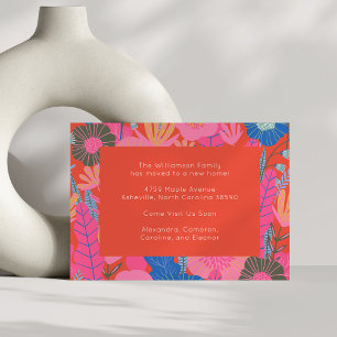 Stylish Red Floral We Moved New Home Moving Announcement