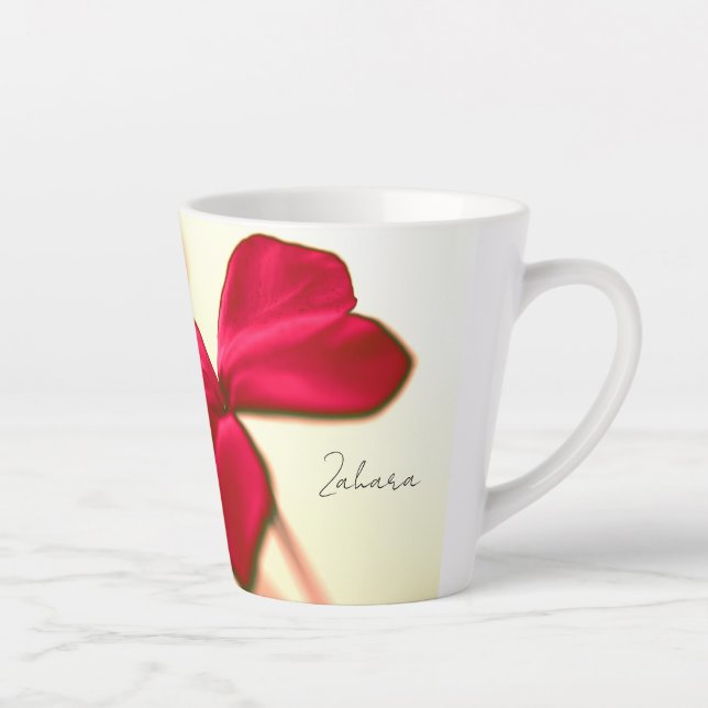 Stylish Red Flower Print Latte Mug (Right)