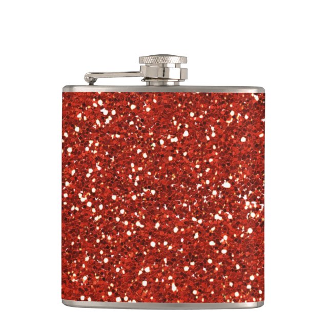 Stylish   Red Glitter Hip Flask (Front)