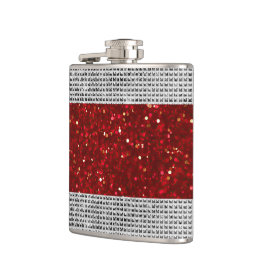 Stylish Red Glitter Liquor Vinyl Wrapped Flask