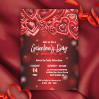 Stylish Red Glossy Hearts Galentine’s Day Party 