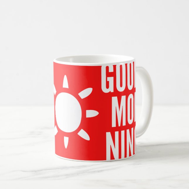 Stylish Red Good Morning Sun Tea Coffee Mug (Front Right)