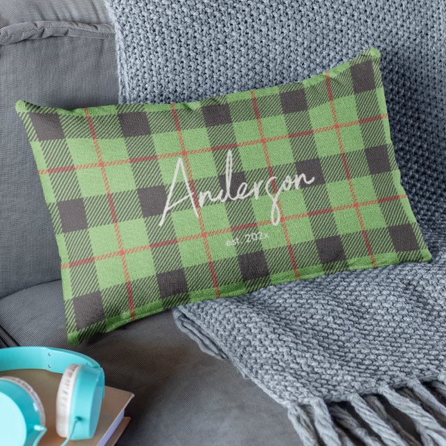 Stylish Red & Green Bright Holiday Colour Plaid Lumbar Cushion (Creator Uploaded)