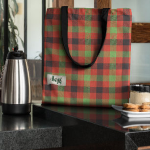 Stylish Red & Green Holiday Colours Plaid Shoulder Tote Bag