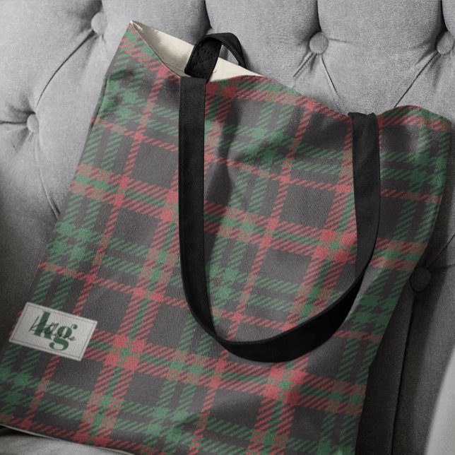 Stylish Red & Green Muted Holiday Colours Plaid Tote Bag (Creator Uploaded)