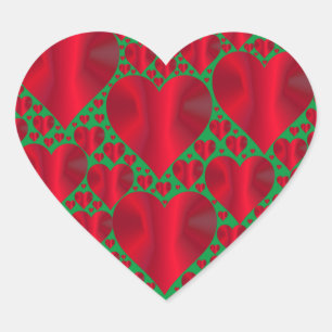 Stylish Red Heart on green Sticker