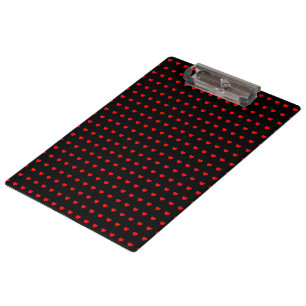 Stylish Red Hearts Pattern on Black Clipboard