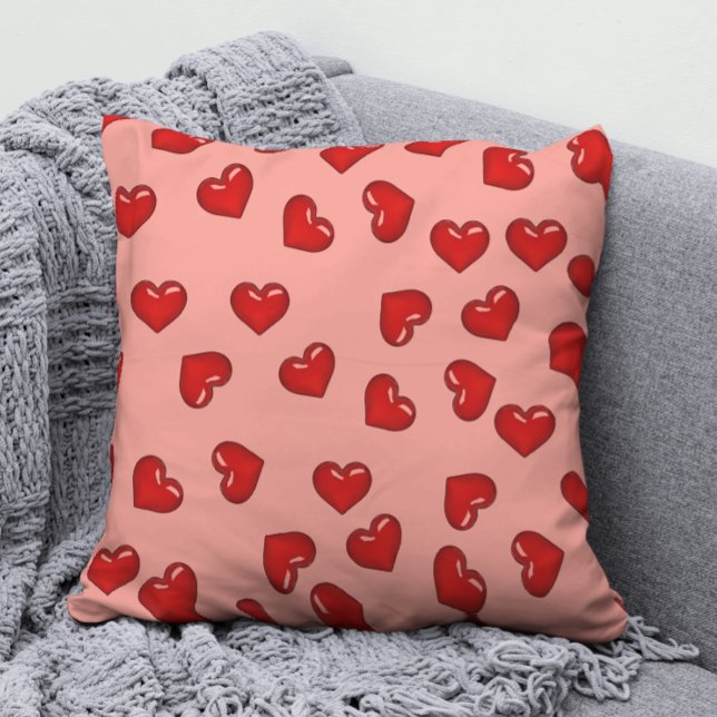 Stylish red hearts pattern on pink cushion (Creator Uploaded)