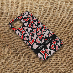 Stylish Red Hearts Valentine's Day Personalised Case-Mate iPhone 14 Case