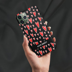Stylish Red Hearts Valentine's Day Personalized Case-Mate iPhone 14 Case