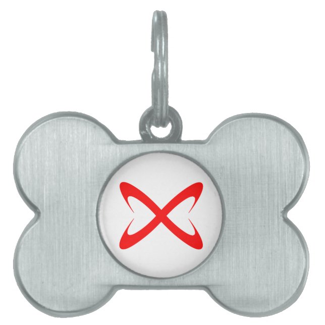 Stylish Red Letter X Monogram Pet ID Tag (Front)