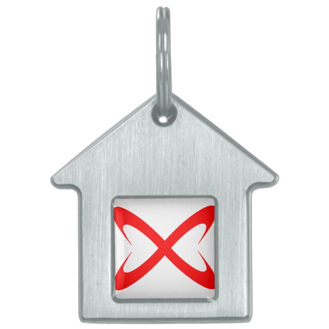 Stylish Red Letter X Monogram Pet ID Tag (Front)