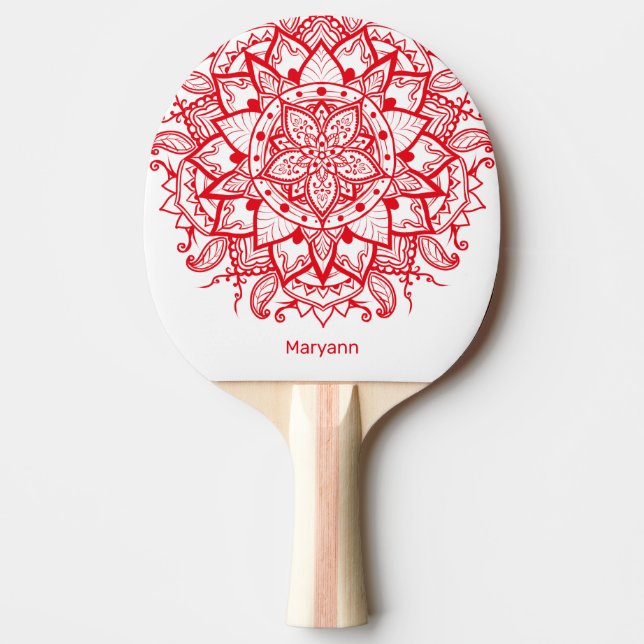 Stylish Red Mandala Boho Custom Ping Pong Paddle (Front)