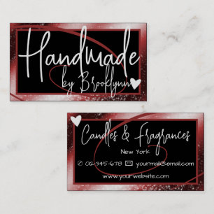Stylish Red Maroon Frame Heart Handmade by Name  Business Card