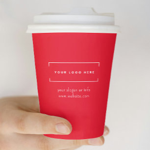 Stylish red Minimalist Business Logo Corporate Paper Cups