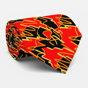 Stylish Red Orange Yellow Abstract Art Tie