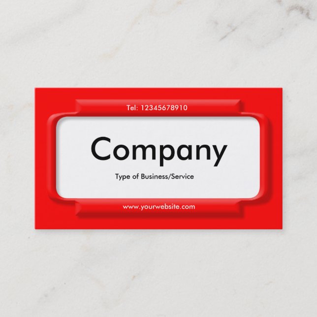 Stylish Red Panel - Red (FF0000) Business Card (Front)