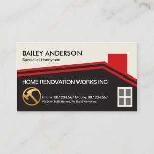 Stylish Red Rooftop Frame Roofing Contractor Business Card