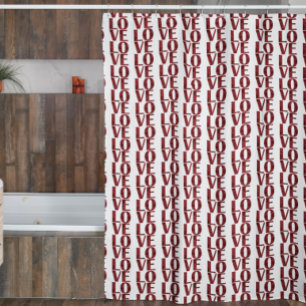 Stylish Red Rose Love Typography Modern Elegant  Shower Curtain