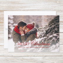 Stylish Red Script Merry Christmas Gradient Photo