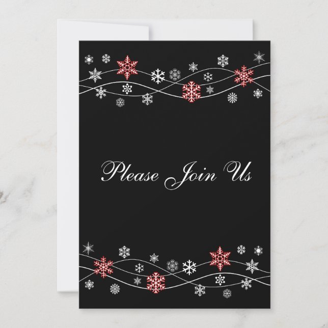 Stylish Red Snowflakes 5x7 Invitation Template (Front)