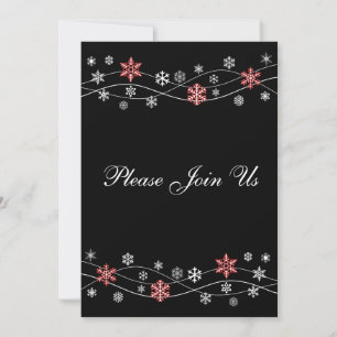 Stylish Red Snowflakes 5x7 Invitation Template