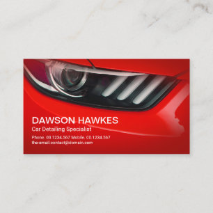 Stylish Red Sports Car Headlights Auto Detailing Business Card