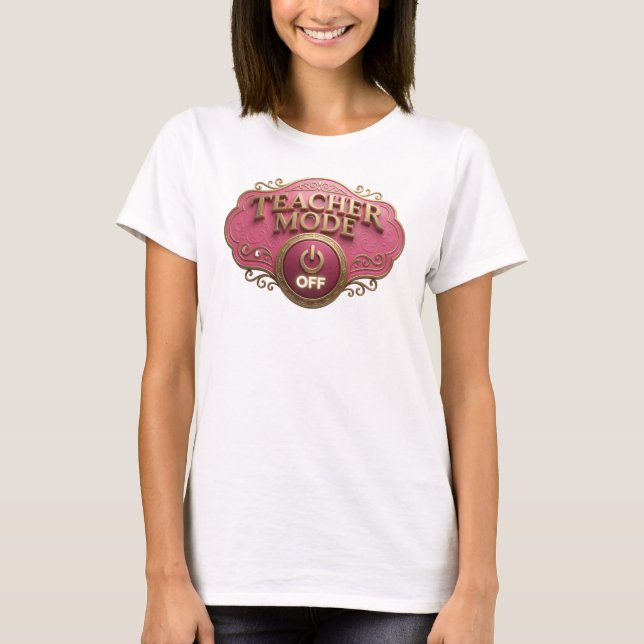 Stylish Red TEACH MODE OFF Art Composition T-Shirt (Front)