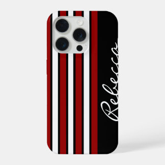 Stylish red white and black stripes iPhone case