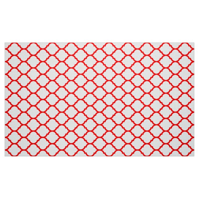 Stylish Red White Moroccan Quatrefoil Pattern Fabric (Fat Quarter)
