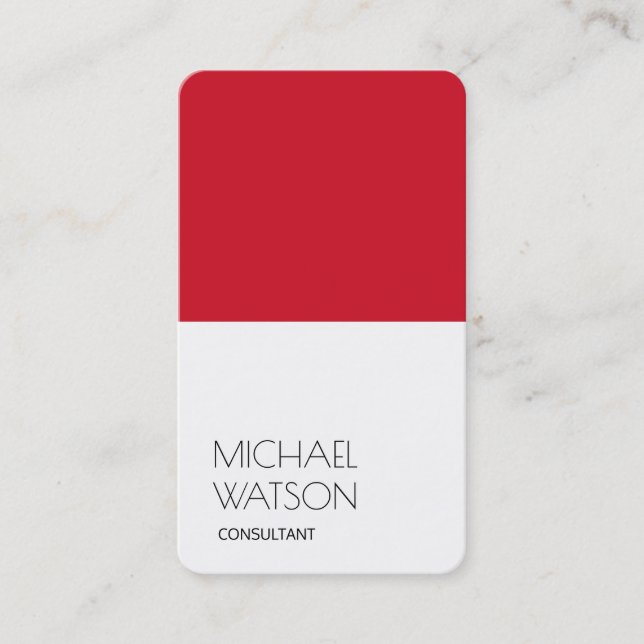 Stylish Red White Simple Plain Trendy Consultant Business Card (Front)