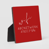 Stylish Red WiFi Password Sign Plaque