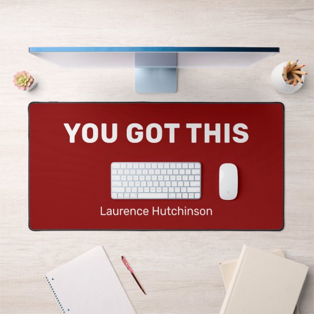 Stylish Red You Got This Minimalist Named Desk Mat (Office 1)