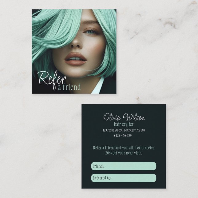 Stylish Refer a Friend Cards for hair stylist (Front/Back)