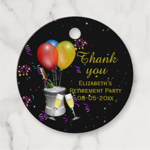 Stylish Retirement Sparkling Wine Thank You Favour Tags