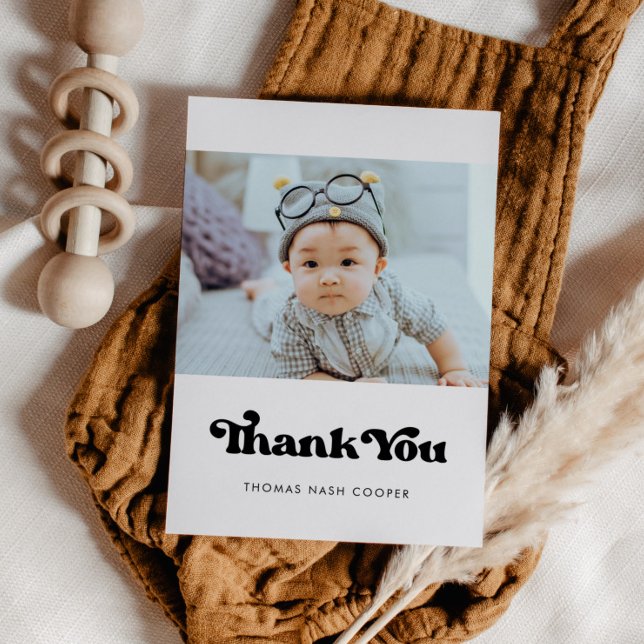Stylish retro Baby shower thank you card (Creator Uploaded)