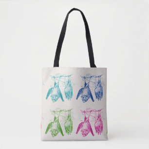Stylish retro bats Halloween dark academia Tote Bag