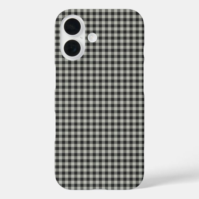 Stylish Retro Black and Grey Gingham Plaid Pattern Case-Mate iPhone Case (Back)