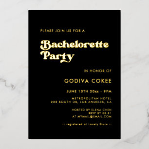 Stylish retro black & gold Bachelorette Party