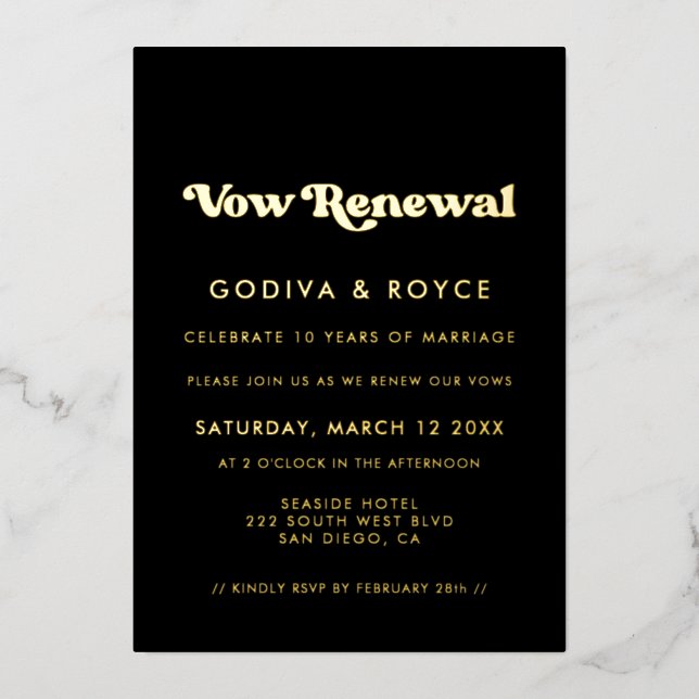 Stylish retro black & gold Vow renewal (Front)