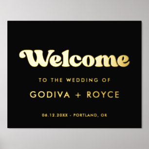 Stylish retro black & gold Welcome to our wedding Foil Prints