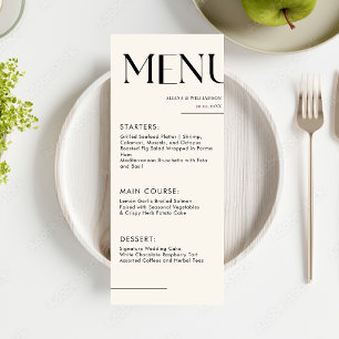 Stylish retro black minimal Let's eat wedding Menu
