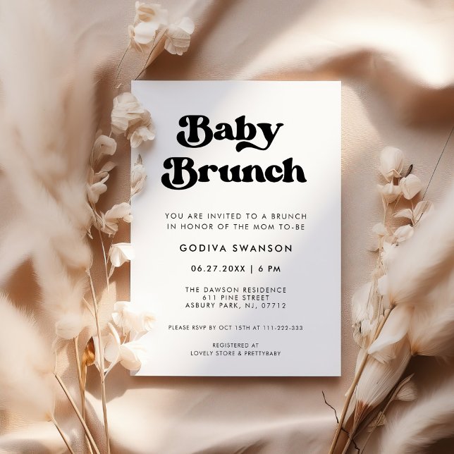 Stylish retro black & white Baby Brunch Invitation (Creator Uploaded)